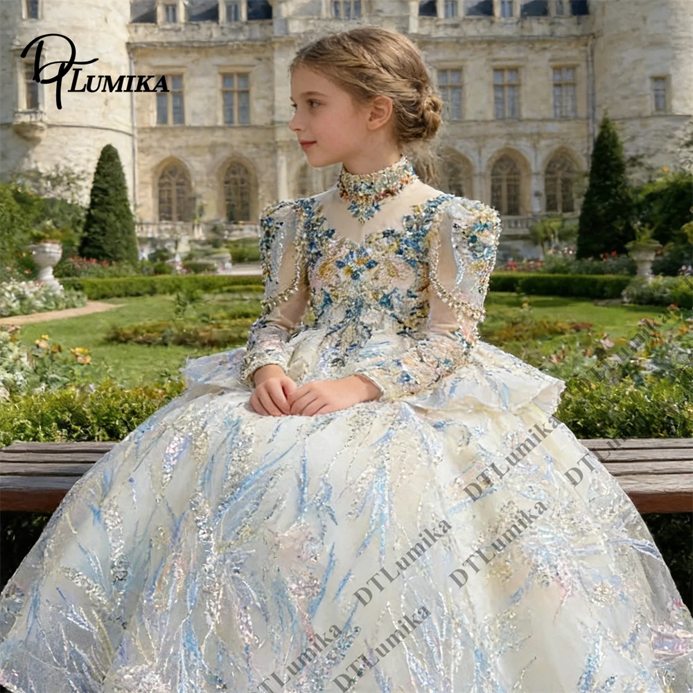 High Neck Beaded Flower Girl Dress for Kids Tulle Ball Gown Long Sleeves Sequin Embroidery Layered Skirt Birthday Evening Gown
High Neck Beaded Flower Girl Dress for Kids Tulle Ball Gown Long Sleeves Sequin Embroidery Layered Skirt Birthday Evening Gown