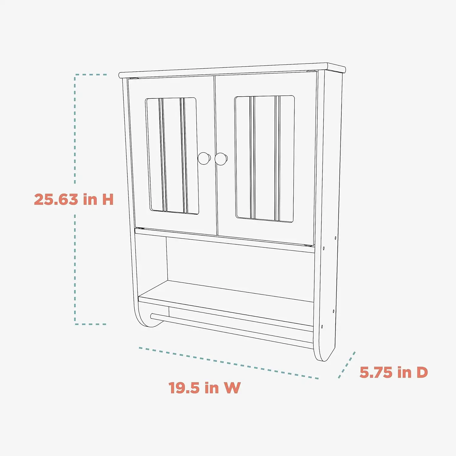 Cottage Bathroom Wall Cabinet, With 2 Shelves And 2 Doors, 19"" W X 25.6"" H, Storage Cabinet With Towel Bar, White
Cottage Bathroom Wall Cabinet, With 2 Shelves And 2 Doors, 19"" W X 25.6"" H, Storage Cabinet With Towel Bar, White