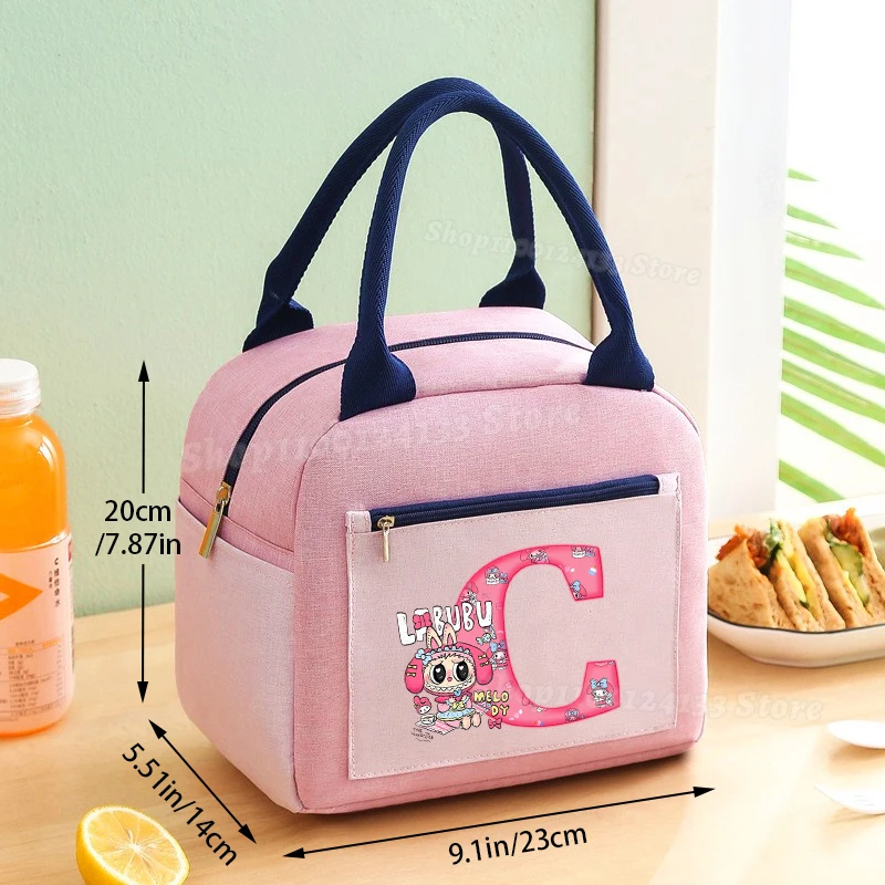 Labubu Melody Kid Girl Hand Lunch Bag Cute Letters A-Z Anime Student Lunch Box Women Office Kawaii Party Food Drink Thermal Case 
Labubu Melody Kid Girl Hand Lunch Bag Cute Letters A-Z Anime Student Lunch Box Women Office Kawaii Party Food Drink Thermal Case