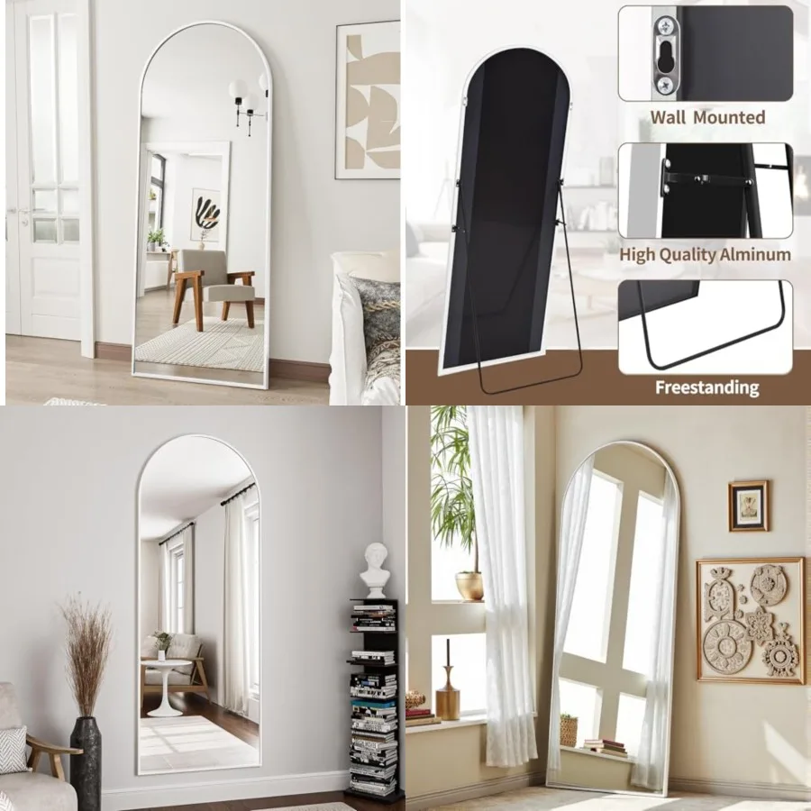 Floor Full Length Mirror, 56"x20" Arched Full Body Mirror, Hanging or Leaning, Standing, Wall Mounted with Aluminum Frame for Bedroom Living Room, White
Floor Full Length Mirror, 56"x20" Arched Full Body Mirror, Hanging or Leaning, Standing, Wall Mounted with Aluminum Frame for Bedroom Living Room, White