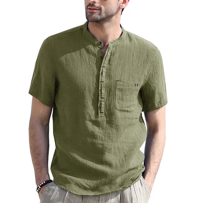 Cotton and Linen Men's Standing Collar Short Sleeved Linen Shirt Sleeves Breathable Casual Linen Material Soft and Slim Fitting
Cotton and Linen Men's Standing Collar Short Sleeved Linen Shirt Sleeves Breathable Casual Linen Material Soft and Slim Fitting