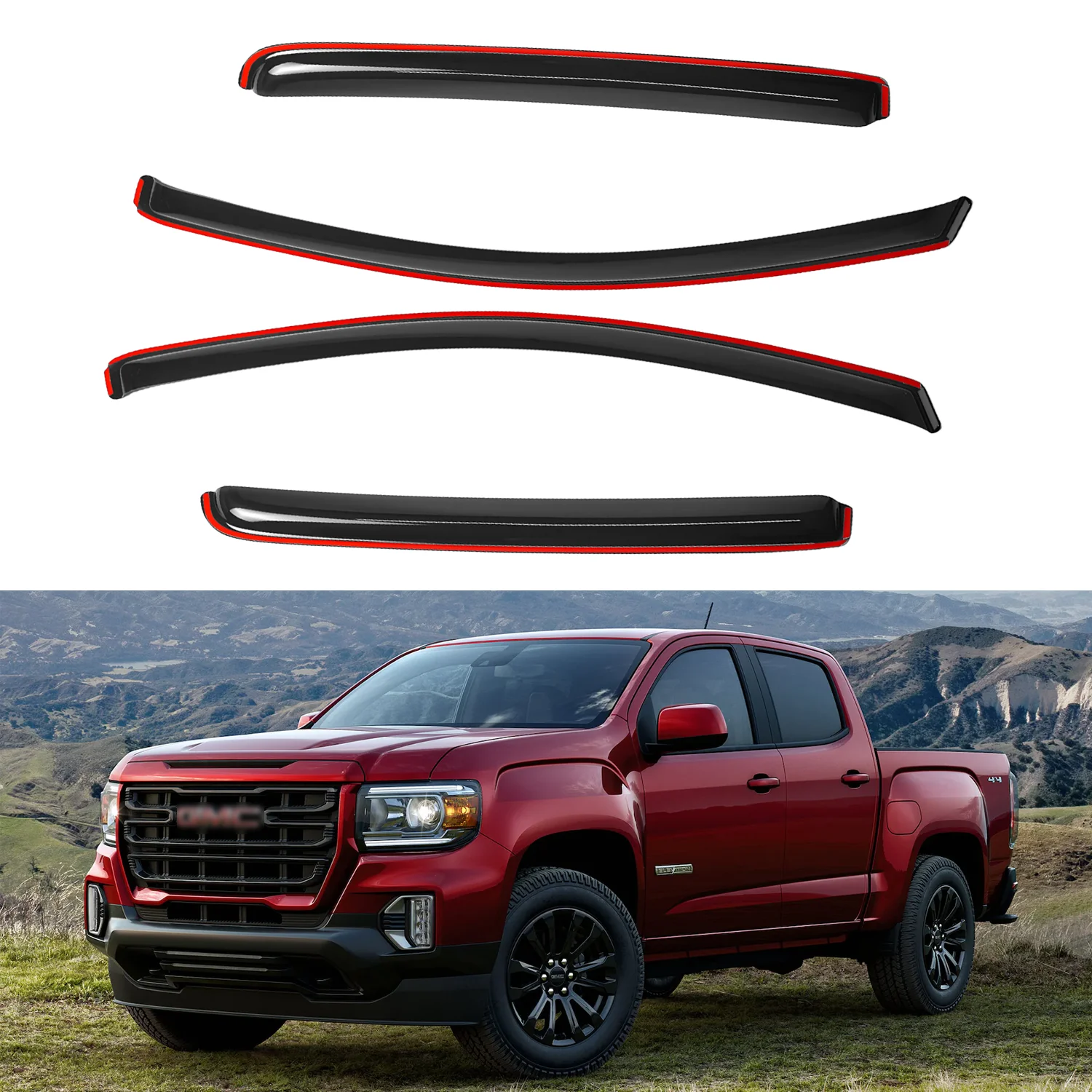 For Chevrolet Colorado Crew Cab 2015-2022 / GMC Canyon Crew Cab 2015-2022 Smoke Window Visors 4pcs Set Rain Deflectors No Drain Channel 1.5MM Thickness
For Chevrolet Colorado Crew Cab 2015-2022 / GMC Canyon Crew Cab 2015-2022 Smoke Window Visors 4pcs Set Rain Deflectors No Drain Channel 1.5MM Thickness