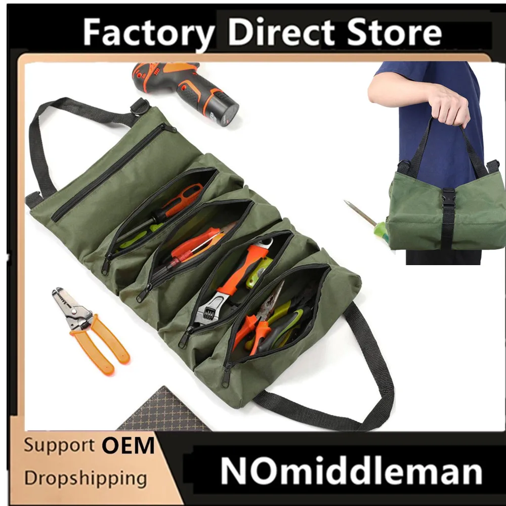 Oxford Cloth Roll-Up Tool Bag, 5 Zippered Pockets Pouch for Automotive Repair, Camping Gear, Mechanics Electricians Tools
Oxford Cloth Roll-Up Tool Bag, 5 Zippered Pockets Pouch for Automotive Repair, Camping Gear, Mechanics Electricians Tools