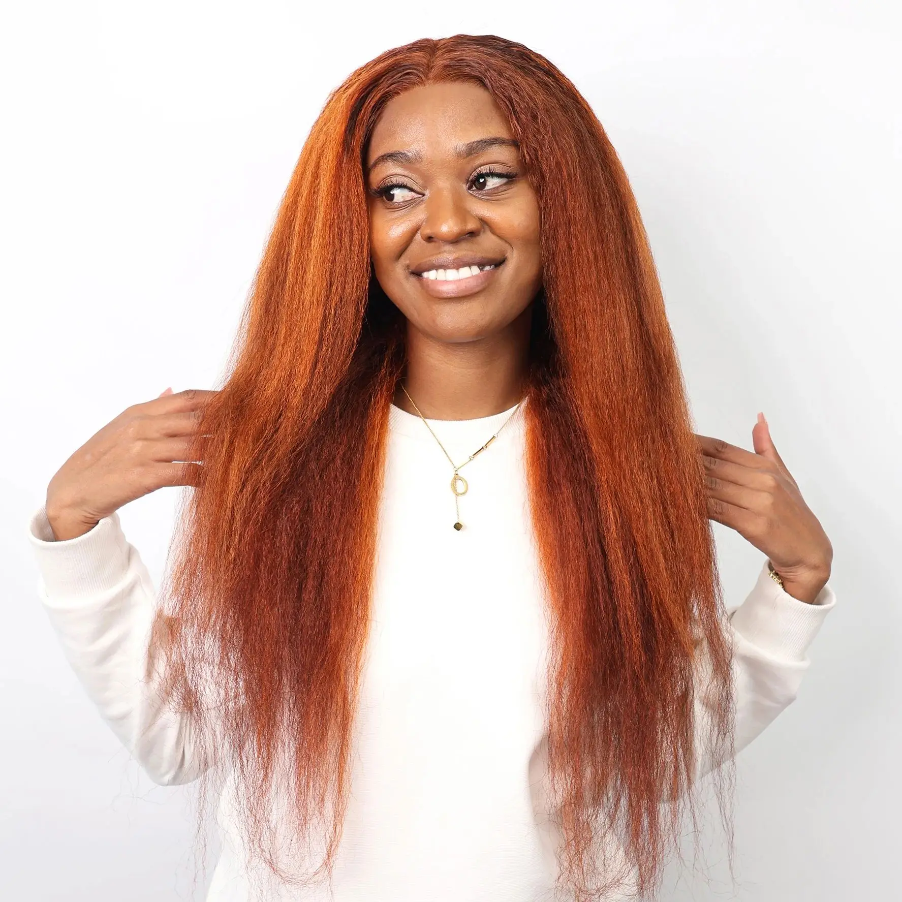 200 Density Highlight 4/350 Kinky Straight Human Hair Wig 13x4 13x6 HD Lace Frontal Wigs Ombre Ginger Color Yaki Straight Wigs
200 Density Highlight 4/350 Kinky Straight Human Hair Wig 13x4 13x6 HD Lace Frontal Wigs Ombre Ginger Color Yaki Straight Wigs