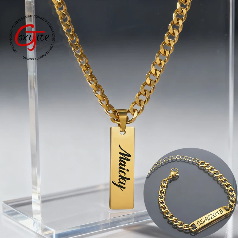 Goxijite Engrave Name Date For Women Men Stainless Steel Personalized Engraved Symbol Cuban Chain Bracelet Set Jewelry Gift
Goxijite Engrave Name Date For Women Men Stainless Steel Personalized Engraved Symbol Cuban Chain Bracelet Set Jewelry Gift