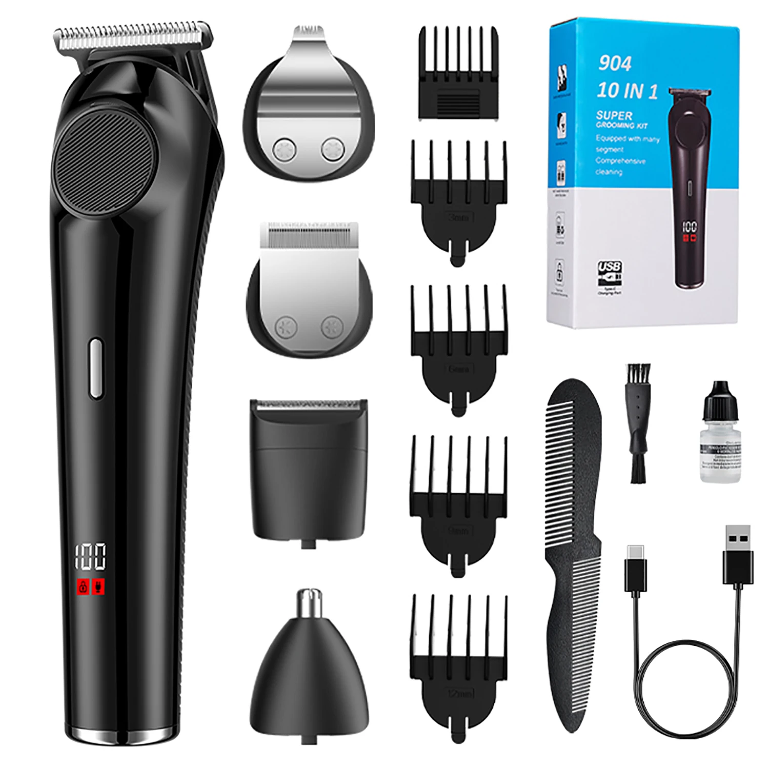 5 in 1 Professional Men's Hair Clippers Electric Beard Trimmer Cordless Hair Clippers for Hair Cutting with LED Display Rechargeable Hair Clipper Kit
5 in 1 Professional Men's Hair Clippers Electric Beard Trimmer Cordless Hair Clippers for Hair Cutting with LED Display Rechargeable Hair Clipper Kit