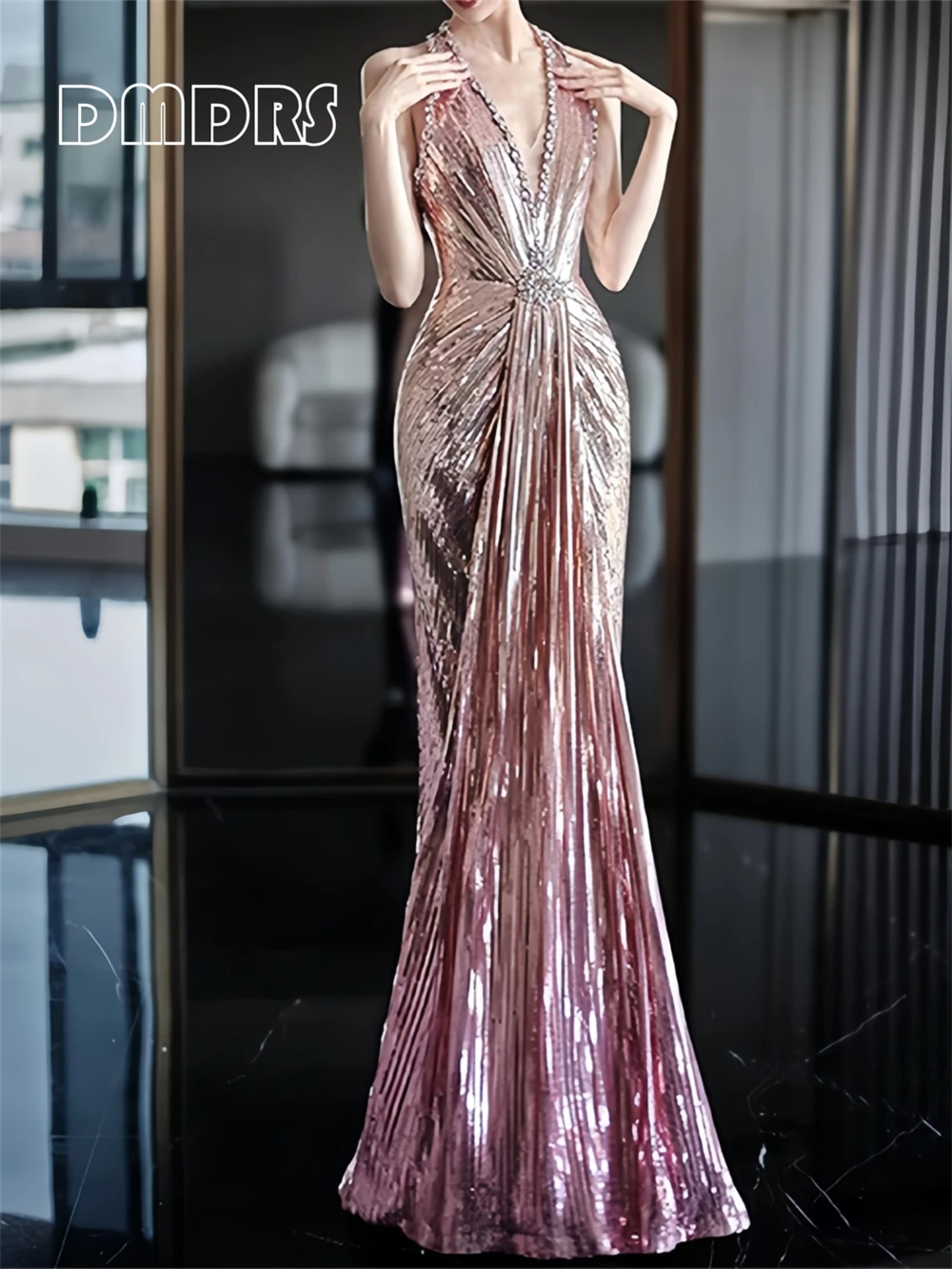 Shiny Long Sheath Formal Dress for Women Sexy Halter Prom Dresses Elegant Sleeveless Evening Dresses Party Cocktail Gown
Shiny Long Sheath Formal Dress for Women Sexy Halter Prom Dresses Elegant Sleeveless Evening Dresses Party Cocktail Gown