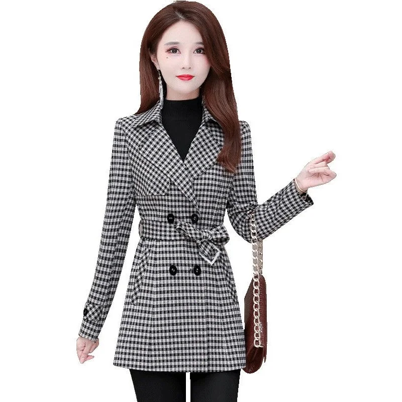 Office Ladies Notched Collar Plaid Women Blazer Double Breasted Spring Autumn Jacket Slim Belt Casual Pockets Female Suits Coats
Office Ladies Notched Collar Plaid Women Blazer Double Breasted Spring Autumn Jacket Slim Belt Casual Pockets Female Suits Coats
