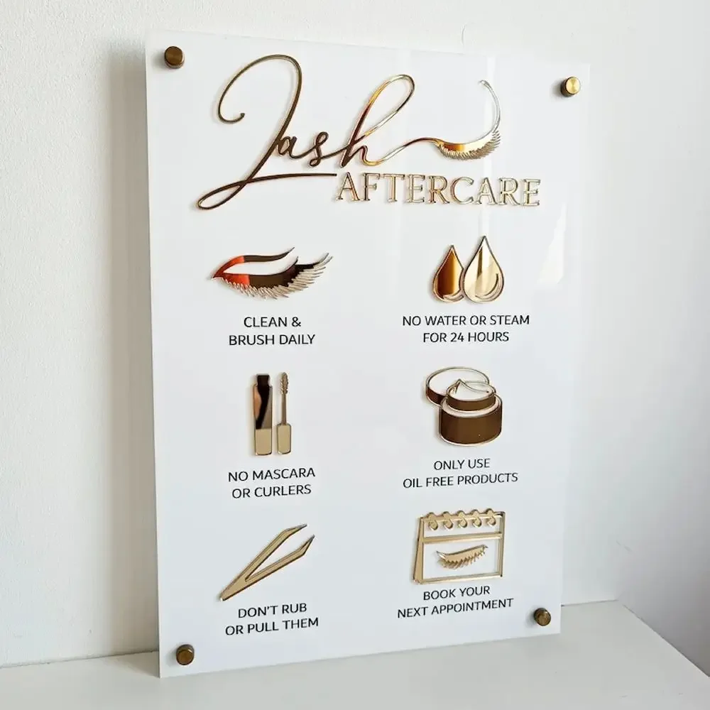 Aftercare Sign for Lash Extensions Lash Aftercare Sign EyeLash Aftercare Advice Acrylic Wall Mount Sign Gift for Beauty Salon
Aftercare Sign for Lash Extensions Lash Aftercare Sign EyeLash Aftercare Advice Acrylic Wall Mount Sign Gift for Beauty Salon