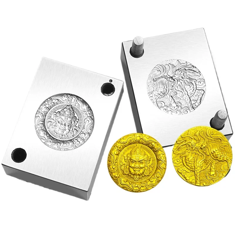 Yellow God of Wealth Kirin upper and lower steel molds, gold and silver round double-sided relief grooves
Yellow God of Wealth Kirin upper and lower steel molds, gold and silver round double-sided relief grooves