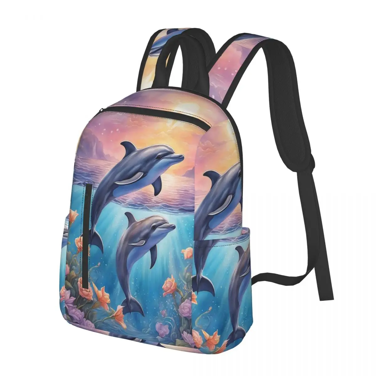 Dolphin With Moon And Floral Sunset Student Backpack School Bag Hiking Travel Daypack for Men Women Bookbag Shoulder Bags
Dolphin With Moon And Floral Sunset Student Backpack School Bag Hiking Travel Daypack for Men Women Bookbag Shoulder Bags