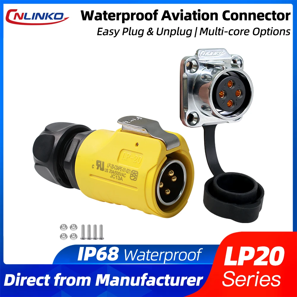 CNLINKO LP20 Waterproof Soldering Electrical Connector Male Plug Female Panel Socket Set for LED/Marine/Outdoor/Industrial Use
CNLINKO LP20 Waterproof Soldering Electrical Connector Male Plug Female Panel Socket Set for LED/Marine/Outdoor/Industrial Use