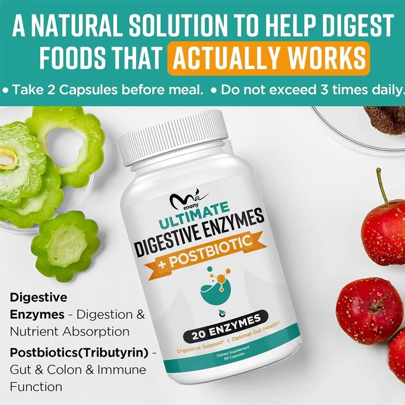 Digestive enzyme 1000mg containing postbiotic acid bloating,optimizing digestion and intestinal function, 60 vegetarian capsules
Digestive enzyme 1000mg containing postbiotic acid bloating,optimizing digestion and intestinal function, 60 vegetarian capsules