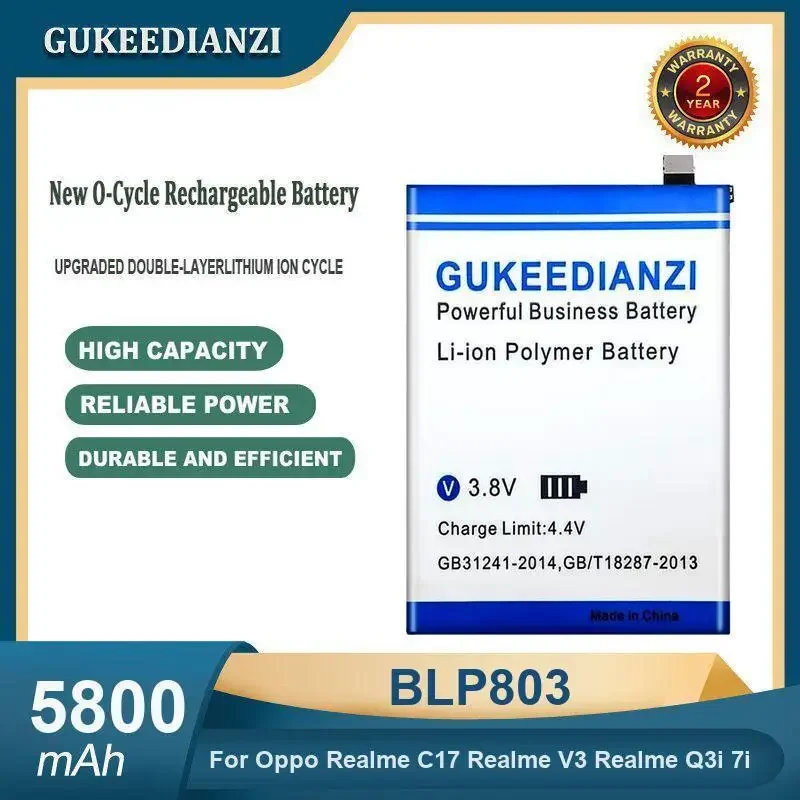 High Capacity 5800mAh BLP803 Mobile Phone Battery For Oppo Realme C17 Realme V3 Realme Q3i 7i
High Capacity 5800mAh BLP803 Mobile Phone Battery For Oppo Realme C17 Realme V3 Realme Q3i 7i