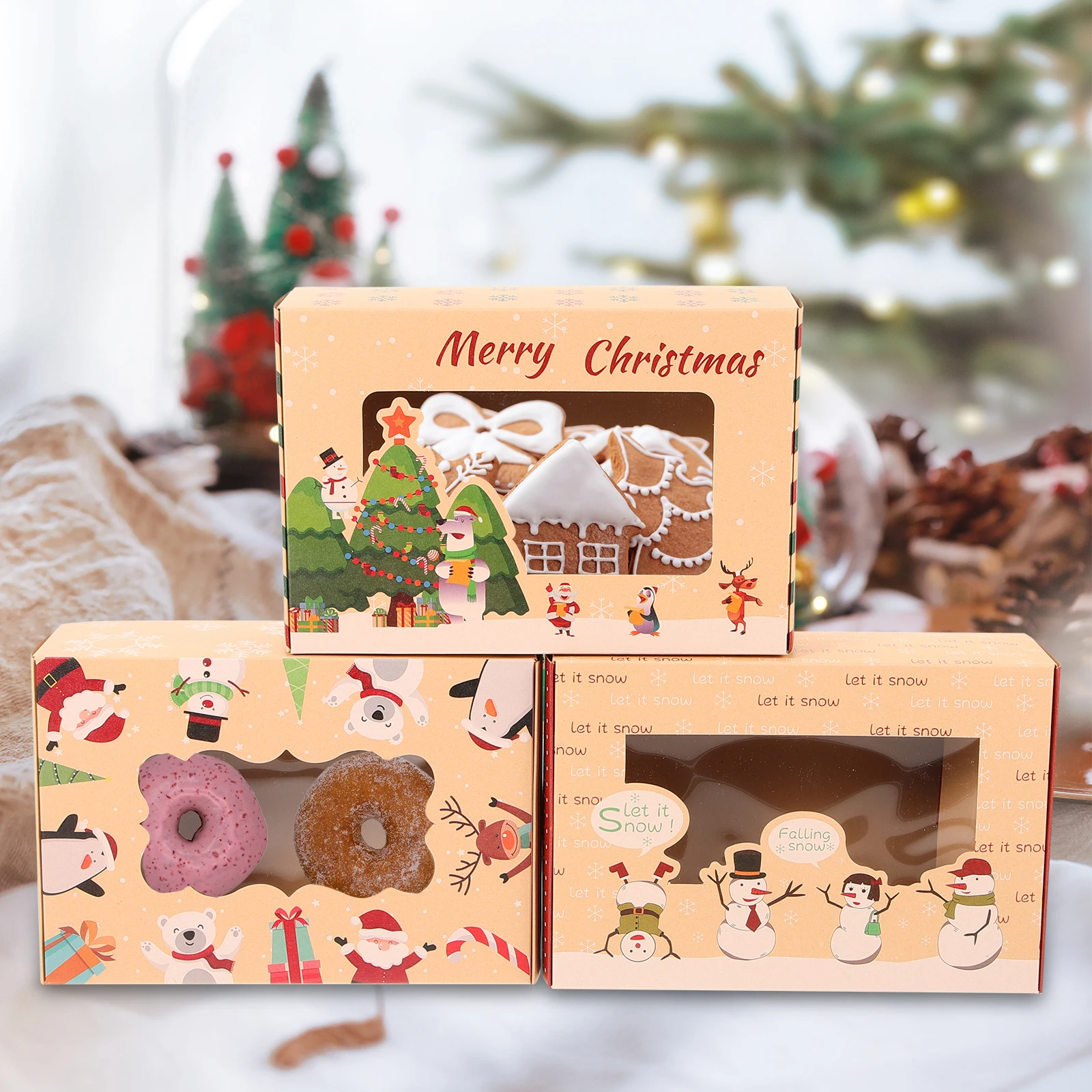 5Pcs Christmas Bakery Paper Boxes Snowman Candy Cookie Boxes Clear Window for Holiday Party Gift Packaging Bakery Box
5Pcs Christmas Bakery Paper Boxes Snowman Candy Cookie Boxes Clear Window for Holiday Party Gift Packaging Bakery Box