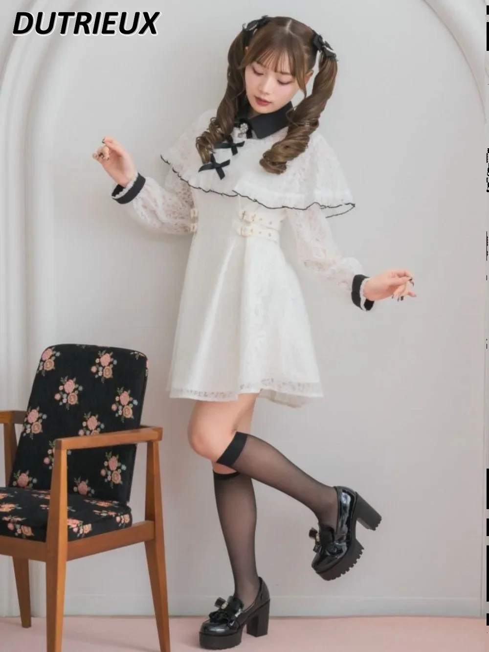 Women's Bow Long Sleeve Slimming Dress 2024 Spring and Autumn New Sweet Cute V-neck Temperament Lace Mid-length Dresses
Women's Bow Long Sleeve Slimming Dress 2024 Spring and Autumn New Sweet Cute V-neck Temperament Lace Mid-length Dresses