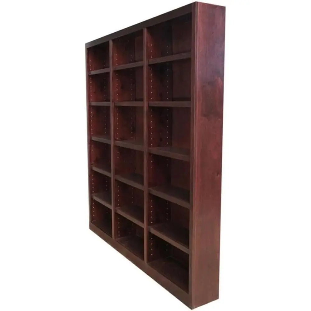 Triple Wide Cherry Wood Bookcase with 18 Adjustable Shelves and Solid Wood Trim for Home or Office Storage
Triple Wide Cherry Wood Bookcase with 18 Adjustable Shelves and Solid Wood Trim for Home or Office Storage