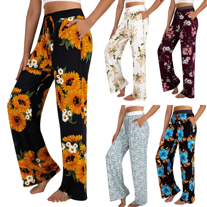 Women's Clothing New Floral Printed Wide Leg Pants with Tie Up Straight Leg Pants Loose Fitting Sports Casual Pants
Women's Clothing New Floral Printed Wide Leg Pants with Tie Up Straight Leg Pants Loose Fitting Sports Casual Pants