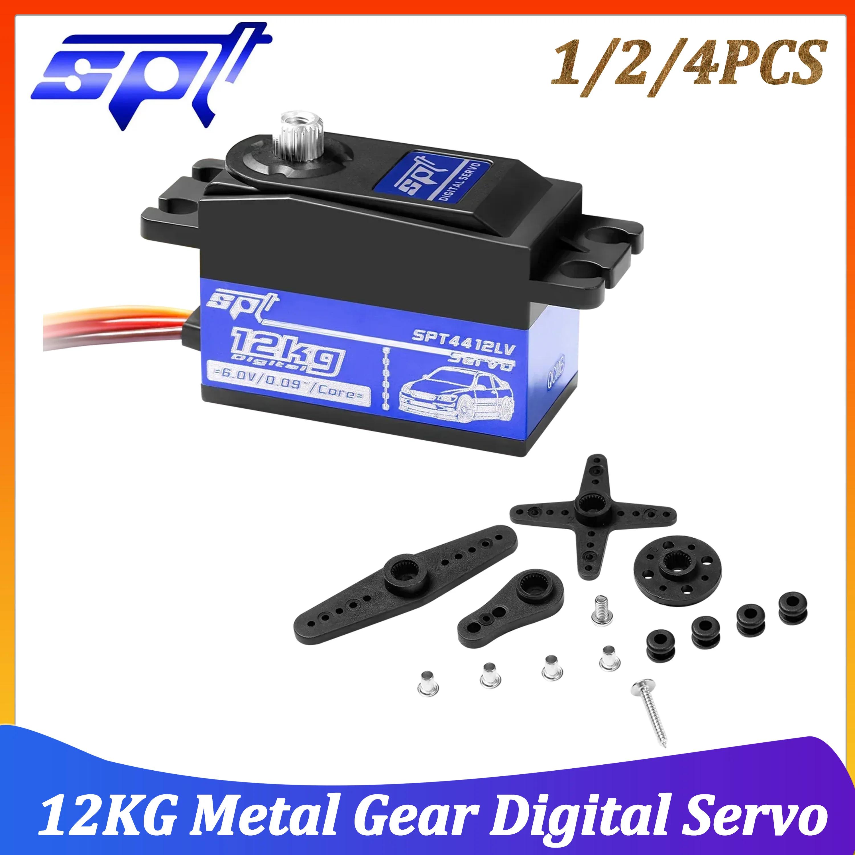 SPT 12KG Metal Gear Digital Servo 4412LV 180° Low Profile for 1/10 1/12 RC Car Crawler Tank Buggy Fixed-wing Robot Toy Parts
SPT 12KG Metal Gear Digital Servo 4412LV 180° Low Profile for 1/10 1/12 RC Car Crawler Tank Buggy Fixed-wing Robot Toy Parts