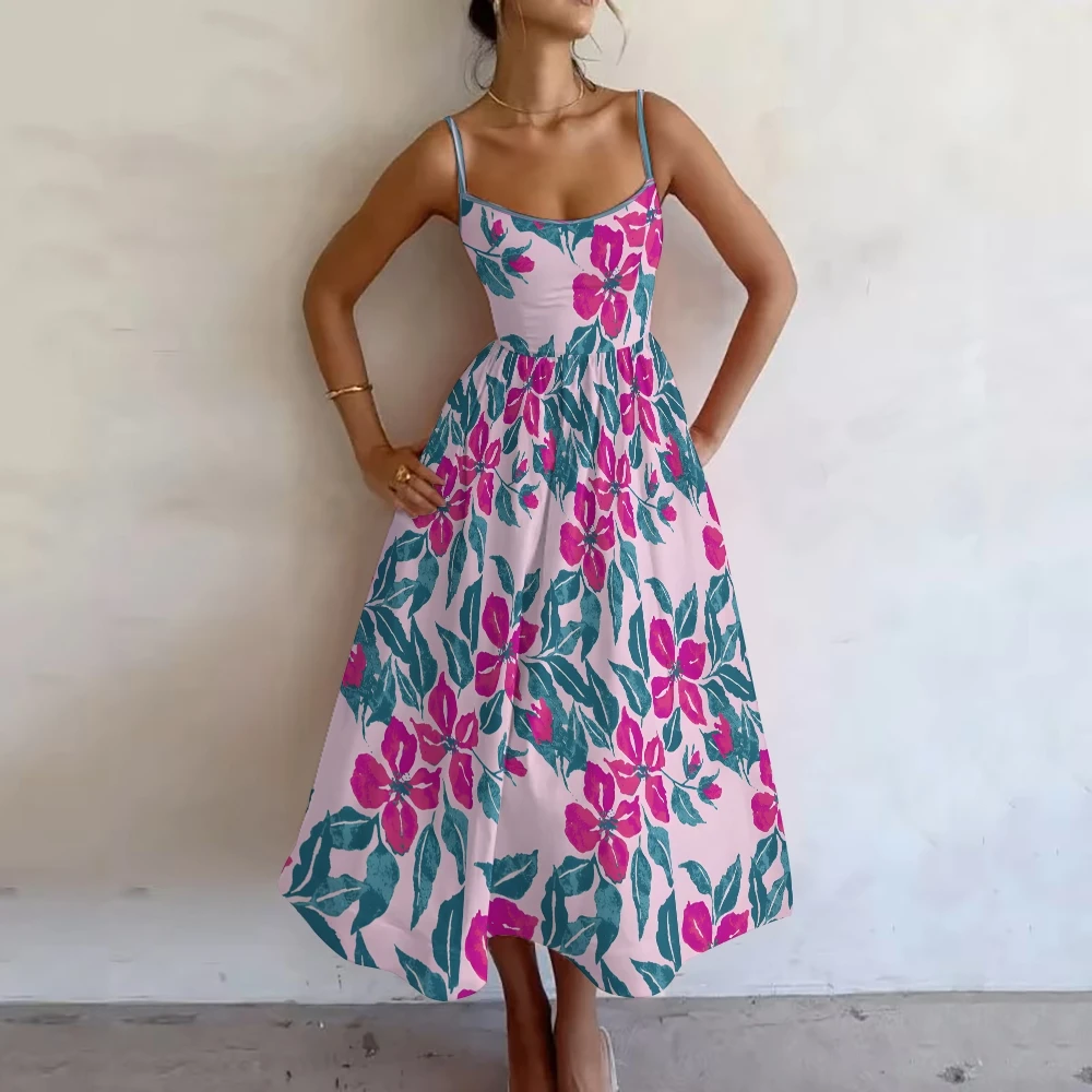 Women'S Casual Printed Pettiskirt Clothes Retro Strap Style Holiday 1-Piece Clothing Summer Longuette Half Sleeve Party Costumes
Women'S Casual Printed Pettiskirt Clothes Retro Strap Style Holiday 1-Piece Clothing Summer Longuette Half Sleeve Party Costumes