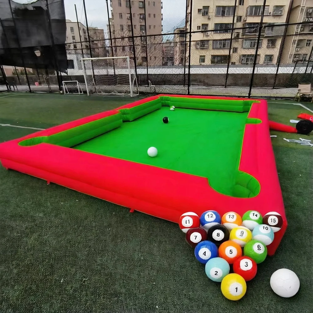 Inflatable Snooker Football Interactive Game Large Footpool Pool Table with Balls Black Inflatable Billard for Soccer Event
Inflatable Snooker Football Interactive Game Large Footpool Pool Table with Balls Black Inflatable Billard for Soccer Event