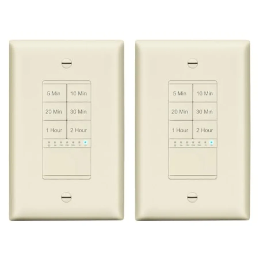 2-Hour Countdown Timer Switch with Wall Plate, 5-10-20-30 Min, 1-2 Hour, for Lighting or Fans, LED Indicator, 1200W, Neutral Wi
2-Hour Countdown Timer Switch with Wall Plate, 5-10-20-30 Min, 1-2 Hour, for Lighting or Fans, LED Indicator, 1200W, Neutral Wi