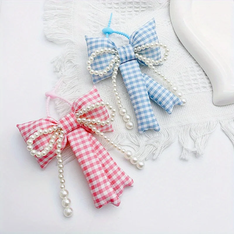 Blue Pink Grid Handmade Fabric Bow Pearl Car Keychain Pendant Girl Backpack Hanging Accessories Women's Bag Pendant Accessories
Blue Pink Grid Handmade Fabric Bow Pearl Car Keychain Pendant Girl Backpack Hanging Accessories Women's Bag Pendant Accessories