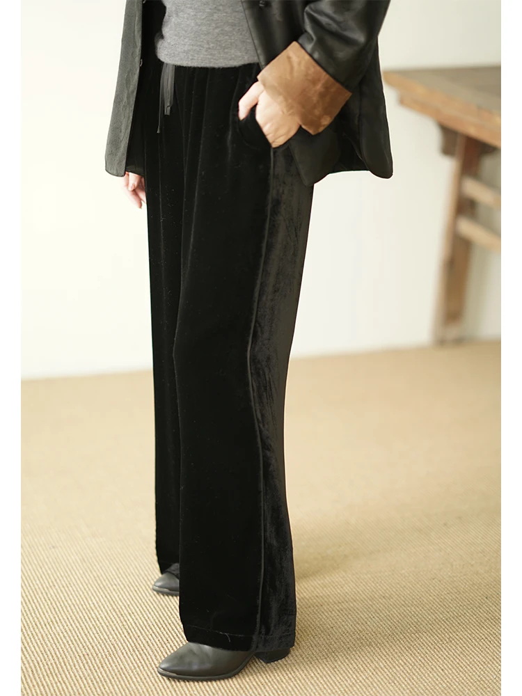 Повседневные шелковые бархатные брюки с широкими штанинами прямого кроя, весенние, свободного кроя, больших размеров, женские, премиум-качество, традиционный стиль
Повседневные шелковые бархатные брюки с широкими штанинами прямого кроя, весенние, свободного кроя, больших размеров, женские, премиум-качество, традиционный стиль