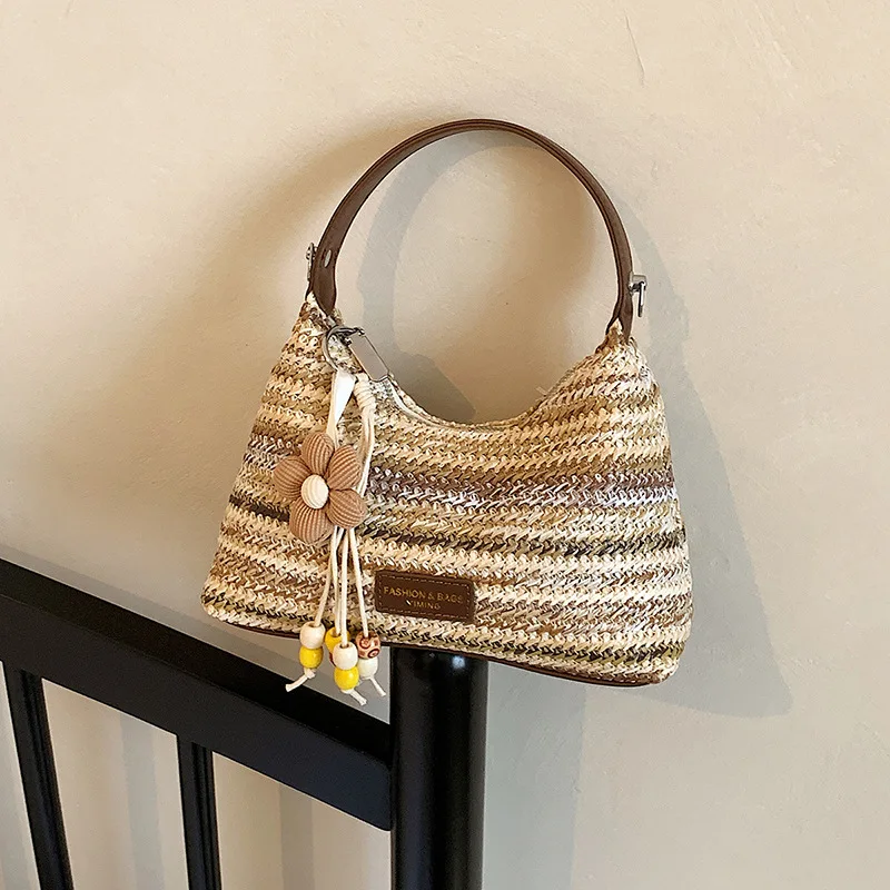 Summer Colorful Striped Woven Bucket Bag, Fashionable Commuting Large Capacity Leather Handbag, Shoulder And Underarm Tote Bag
Summer Colorful Striped Woven Bucket Bag, Fashionable Commuting Large Capacity Leather Handbag, Shoulder And Underarm Tote Bag