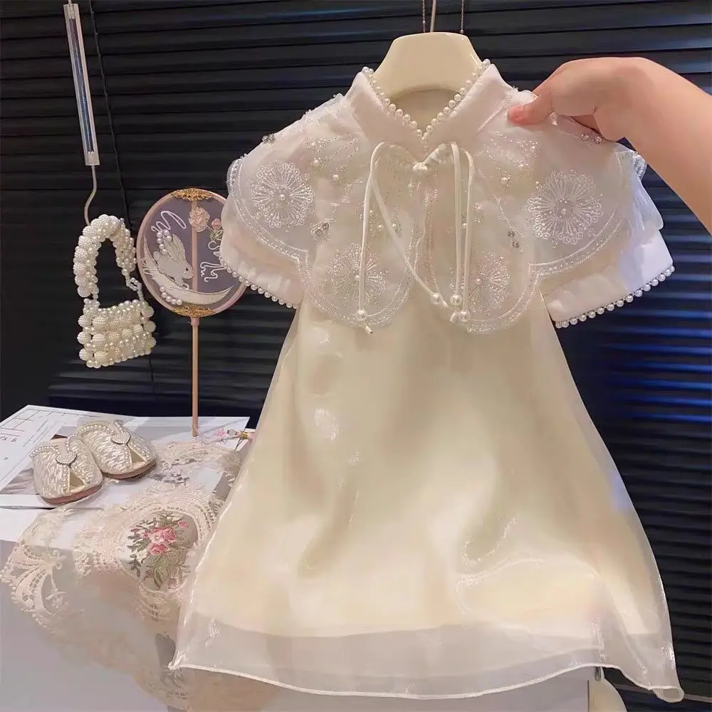 Girls' Summer Dress Fashion New Style Children's Chinese Embroidered Pearl Princess Skirt Cheongsam
Girls' Summer Dress Fashion New Style Children's Chinese Embroidered Pearl Princess Skirt Cheongsam