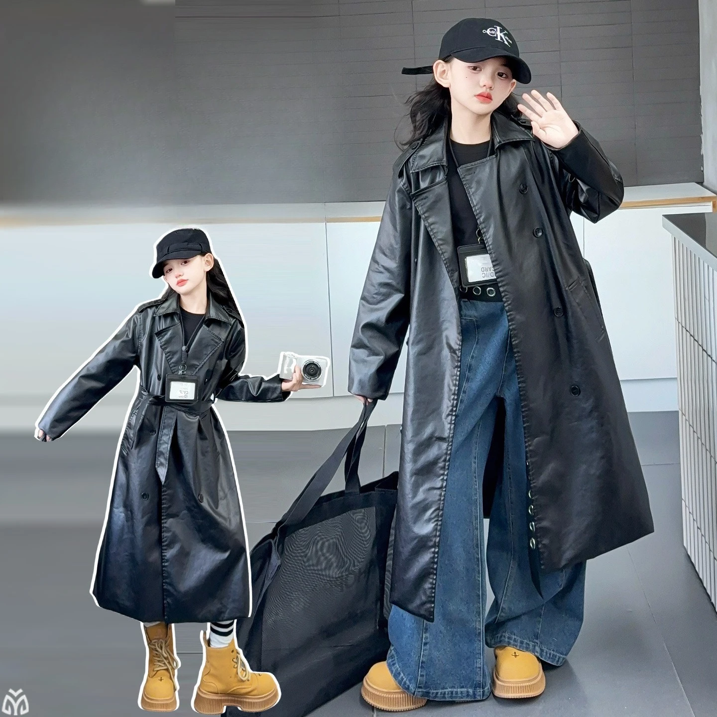 Girl's leather jacket Spring and Autumn 2025 new style children's stylish long windbreaker
Girl's leather jacket Spring and Autumn 2025 new style children's stylish long windbreaker