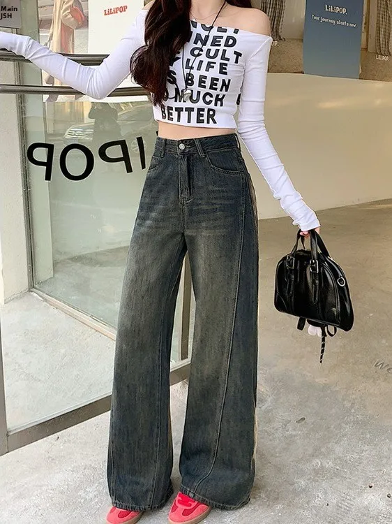 plus Size Women's Casual American Retro Denim Wide Leg Pants High Waist Straight Cut Trousers Autumn New Sle Versatile Drapey
plus Size Women's Casual American Retro Denim Wide Leg Pants High Waist Straight Cut Trousers Autumn New Sle Versatile Drapey