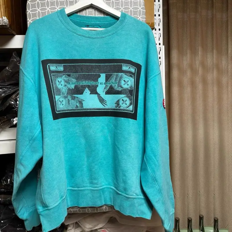 Мужские и женские хлопковые свитшоты CAVEMPT с эффектом потертости, с восковым принтом, зеленый абстрактный принт, круглый вырез, длинный рукав, пуловер
Мужские и женские хлопковые свитшоты CAVEMPT с эффектом потертости, с восковым принтом, зеленый абстрактный принт, круглый вырез, длинный рукав, пуловер