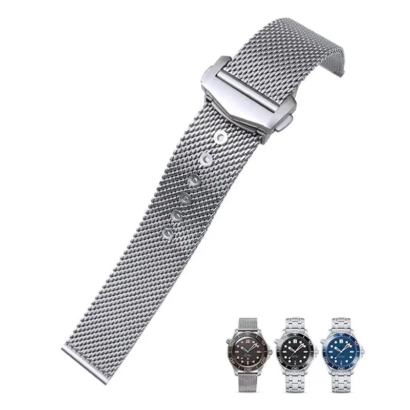 NFR Stainless Steel Woven Watchband 20mm For Omega 007 James Bond Seamaster Diver 300 Silver Solid Watch Strap Deployment Buckle
NFR Stainless Steel Woven Watchband 20mm For Omega 007 James Bond Seamaster Diver 300 Silver Solid Watch Strap Deployment Buckle