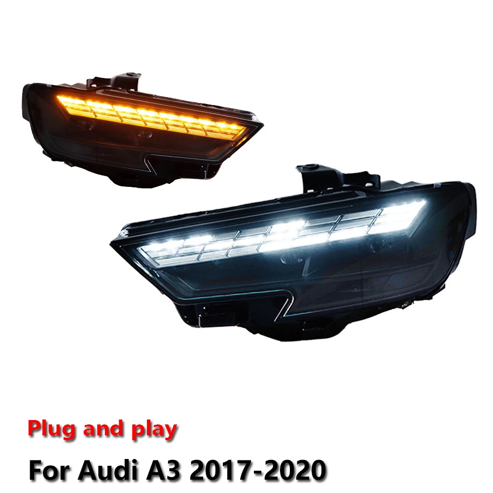 Автомобильные светодиодные фары Sewiyolin в сборе для Audi A3 2017-2020, противотуманные фары DRL, стоп-сигнал поворота, Plug and Play
Автомобильные светодиодные фары Sewiyolin в сборе для Audi A3 2017-2020, противотуманные фары DRL, стоп-сигнал поворота, Plug and Play