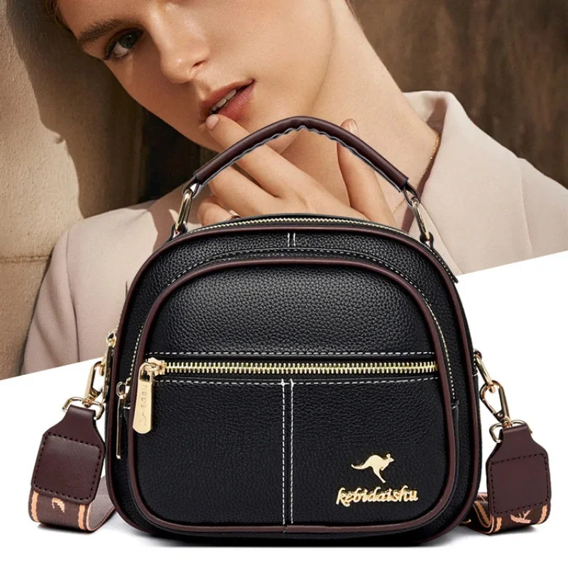 Genuine Leather Handbag Large Capacity Three-layer Shoulder Crossbody Bag Simple Women's Bag Handbags
Genuine Leather Handbag Large Capacity Three-layer Shoulder Crossbody Bag Simple Women's Bag Handbags