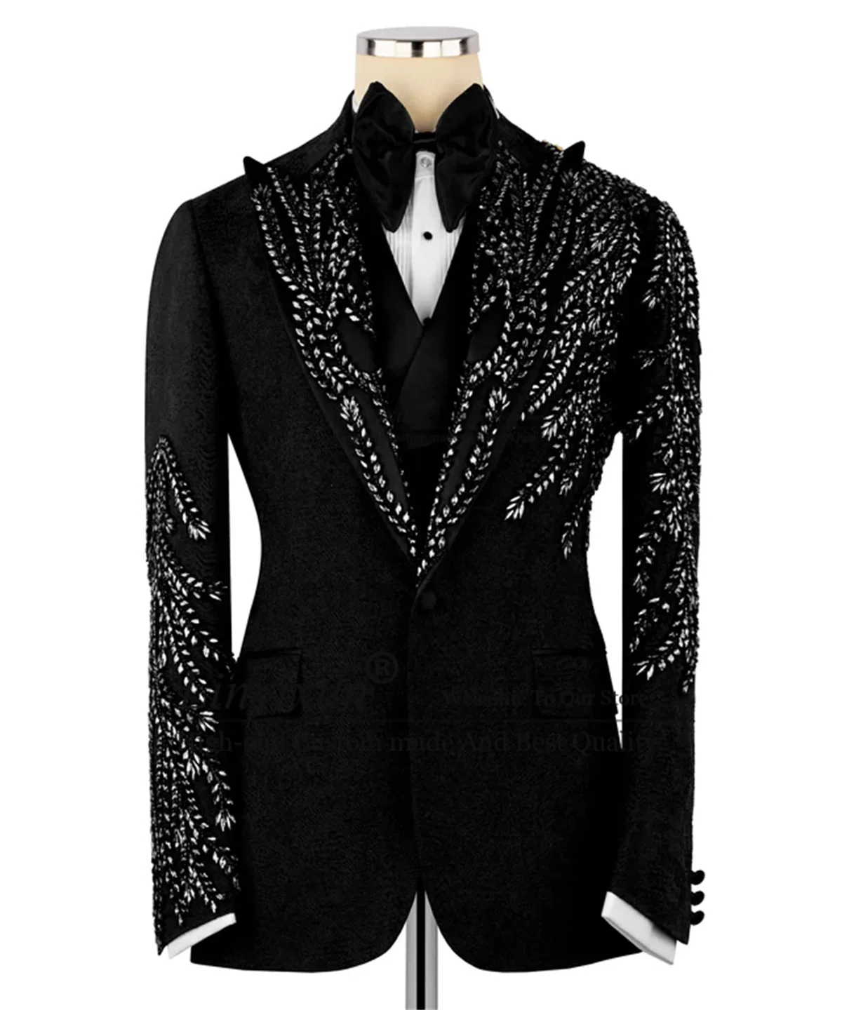 Sparkly Rhinestone Crystals Men Suits 3 Pieces Sets Tuxedos Party Outfit Customized Slim Party Blazer Pants costume homme luxe
Sparkly Rhinestone Crystals Men Suits 3 Pieces Sets Tuxedos Party Outfit Customized Slim Party Blazer Pants costume homme luxe
