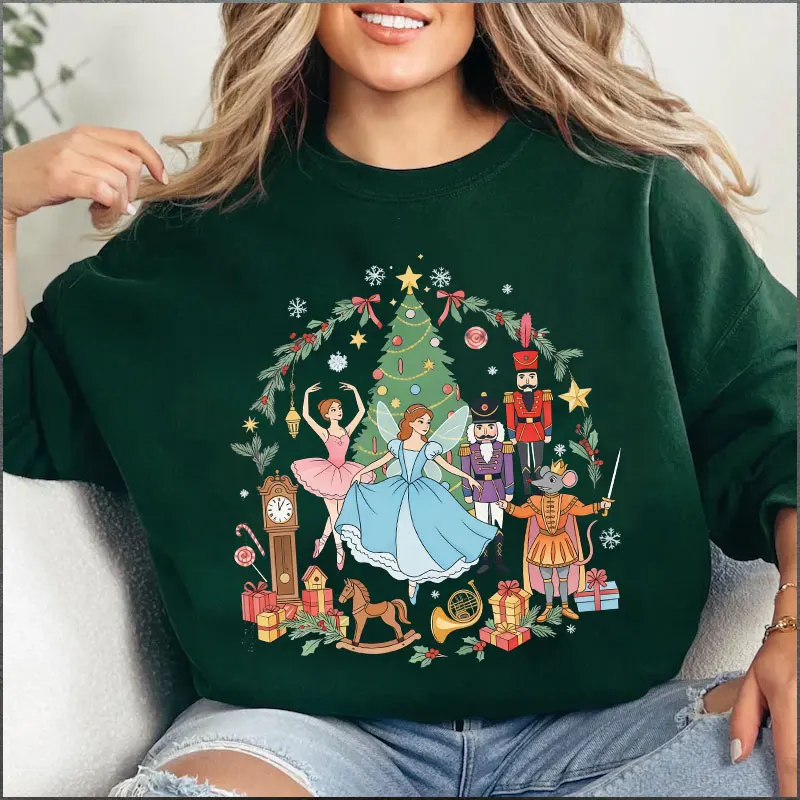 Винтажные рождественские елки Щелкунчик с длинным рукавом, милая винтажная праздничная футболка для балета, новогодний рождественский подарок, осенне-зимняя толстовка
Винтажные рождественские елки Щелкунчик с длинным рукавом, милая винтажная праздничная футболка для балета, новогодний рождественский подарок, осенне-зимняя толстовка