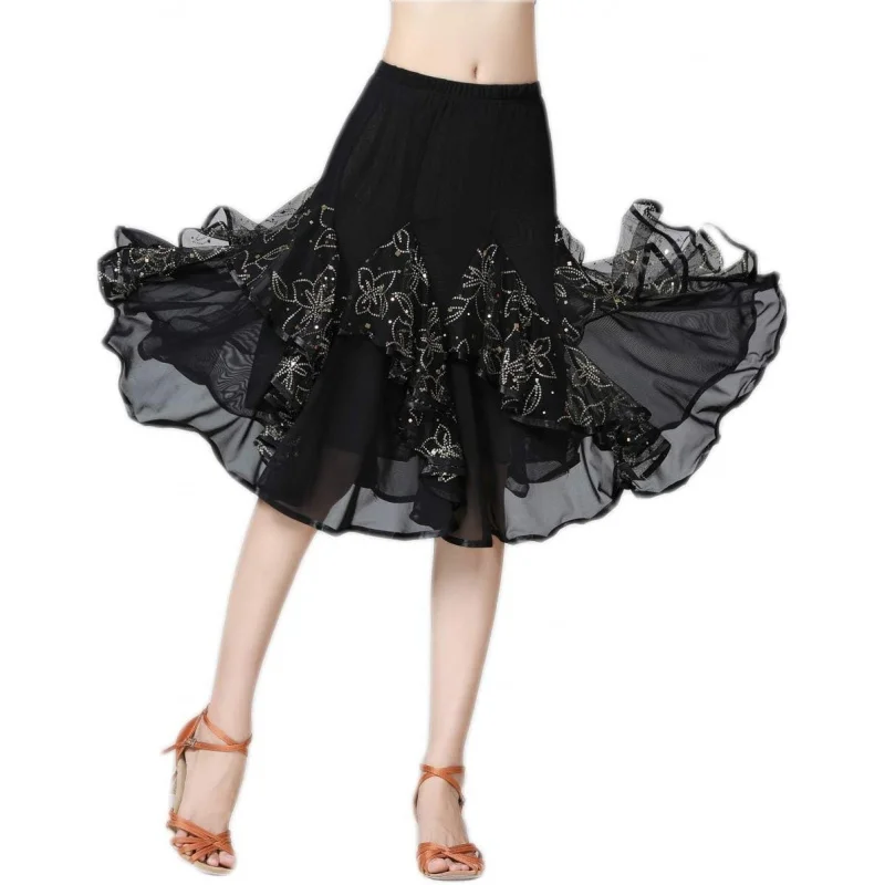 Elegant Ballroom Latin Party Long Swing Tiered Dance Skirt for Women
Elegant Ballroom Latin Party Long Swing Tiered Dance Skirt for Women