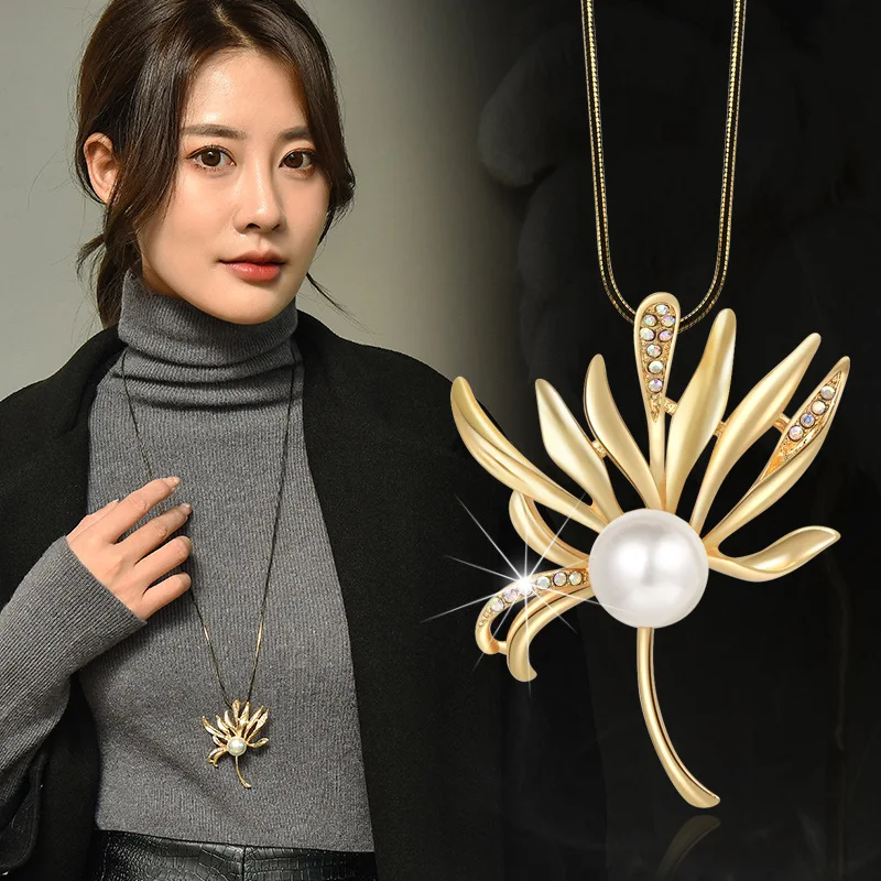 Цепочка для свитера с жемчугом и листьями, длинное колье с женственным подвесом, мама
Цепочка для свитера с жемчугом и листьями, длинное колье с женственным подвесом, мама