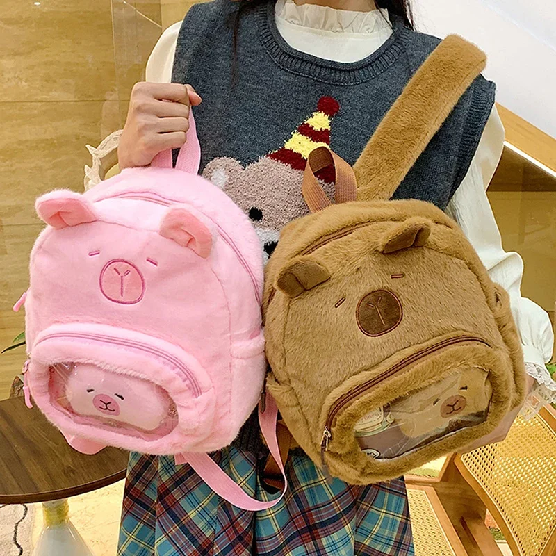 New Capybara Doll Plush Backpacks Cartoon Animals Cute Capybara Transparent Backpack Plush Women Bag Gift For Girls Kids
New Capybara Doll Plush Backpacks Cartoon Animals Cute Capybara Transparent Backpack Plush Women Bag Gift For Girls Kids
