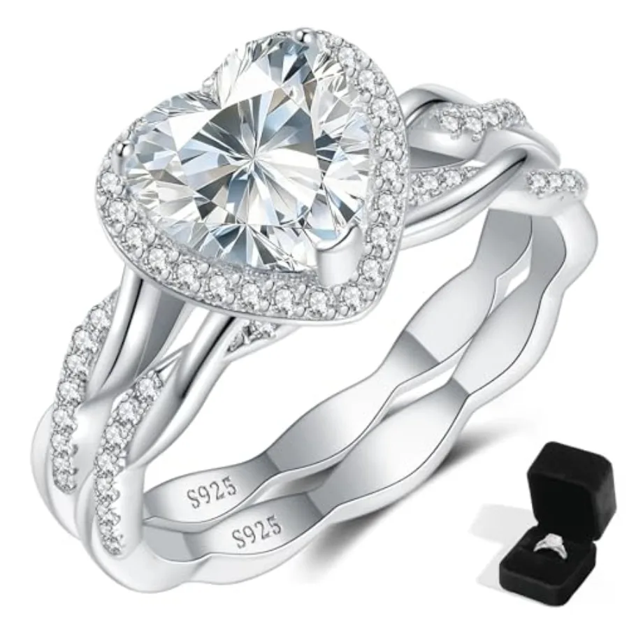 Moissanite Engagement Promise Rings for Her, 2CT D Color VVS1 Heart Cut Stone, 925 Sterling Silver Infinity Knot Twisted Weddin
Moissanite Engagement Promise Rings for Her, 2CT D Color VVS1 Heart Cut Stone, 925 Sterling Silver Infinity Knot Twisted Weddin