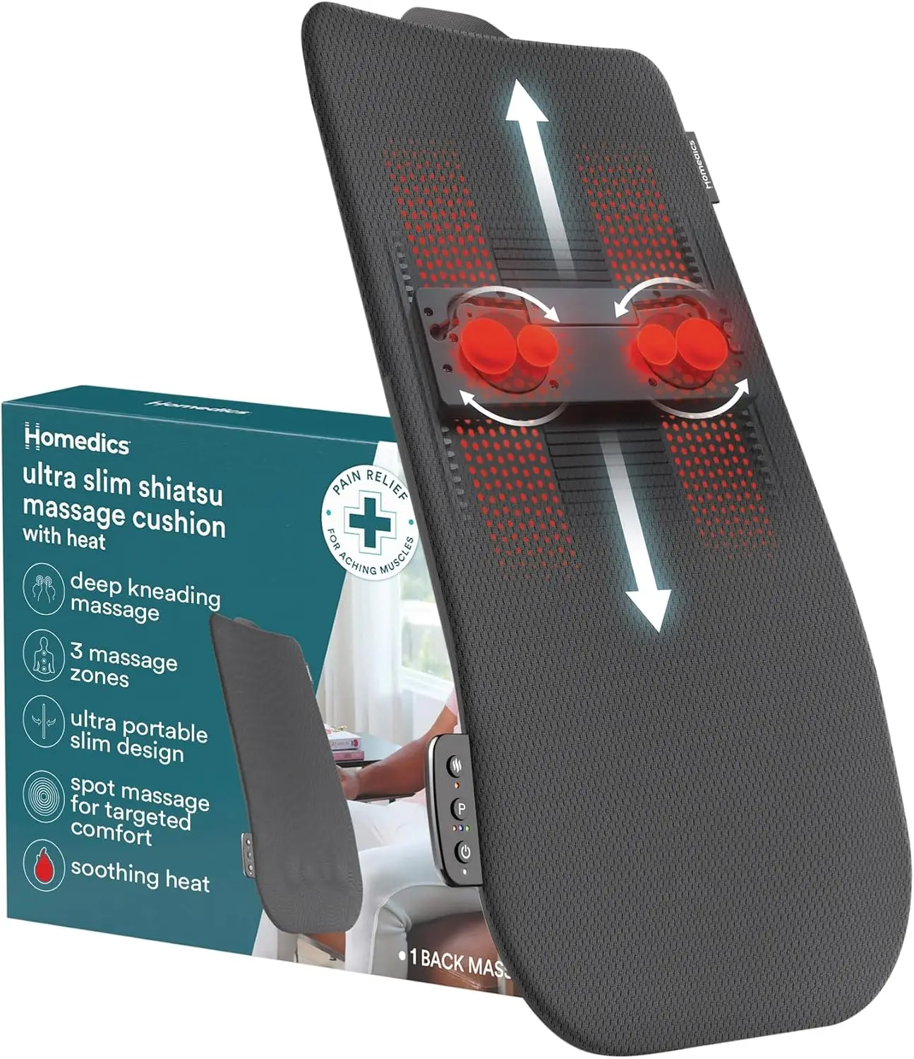 Ultra Slim Shiatsu Massage Cushion with Heat – Full Back Coverage, Deep Kneading, 3 Zone Control, Portable Design
Ultra Slim Shiatsu Massage Cushion with Heat – Full Back Coverage, Deep Kneading, 3 Zone Control, Portable Design