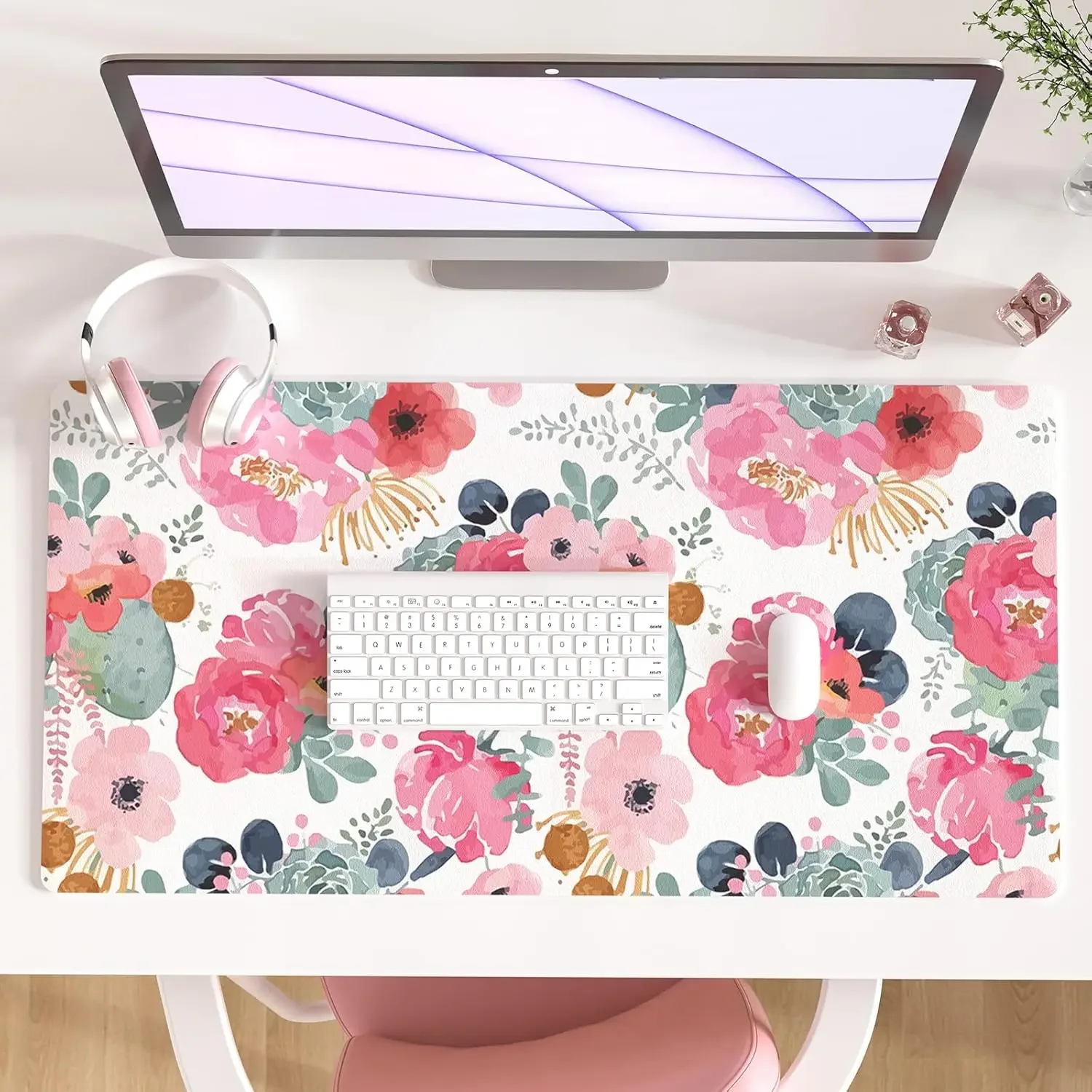 Large Mouse Pad with Pink Floral Design, PU Leather Waterproof Desk Mat for Women, 31.5x15.7 Inch Computer Laptop Accessories
Large Mouse Pad with Pink Floral Design, PU Leather Waterproof Desk Mat for Women, 31.5x15.7 Inch Computer Laptop Accessories
