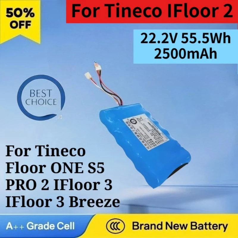22.2V 55.5Wh 2500mAh Rechargeable Battery for Tineco IFloor 2 Floor ONE S5 PRO 2 3 Breeze ONE S3 ONE S6 Vacuum Cleaner Battery
22.2V 55.5Wh 2500mAh Rechargeable Battery for Tineco IFloor 2 Floor ONE S5 PRO 2 3 Breeze ONE S3 ONE S6 Vacuum Cleaner Battery
