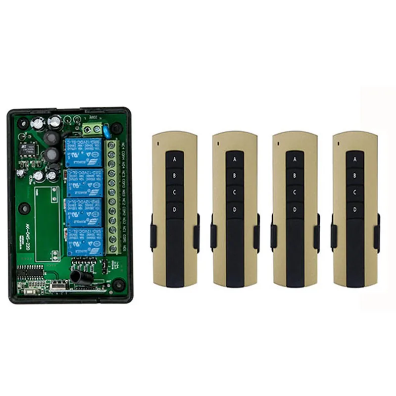 AC85v~250V 110V 220V 230V 4CH RF Wireless Remote Control Relay Switch Security System Garage Doors, Electric Doors/window /lamp
AC85v~250V 110V 220V 230V 4CH RF Wireless Remote Control Relay Switch Security System Garage Doors, Electric Doors/window /lamp