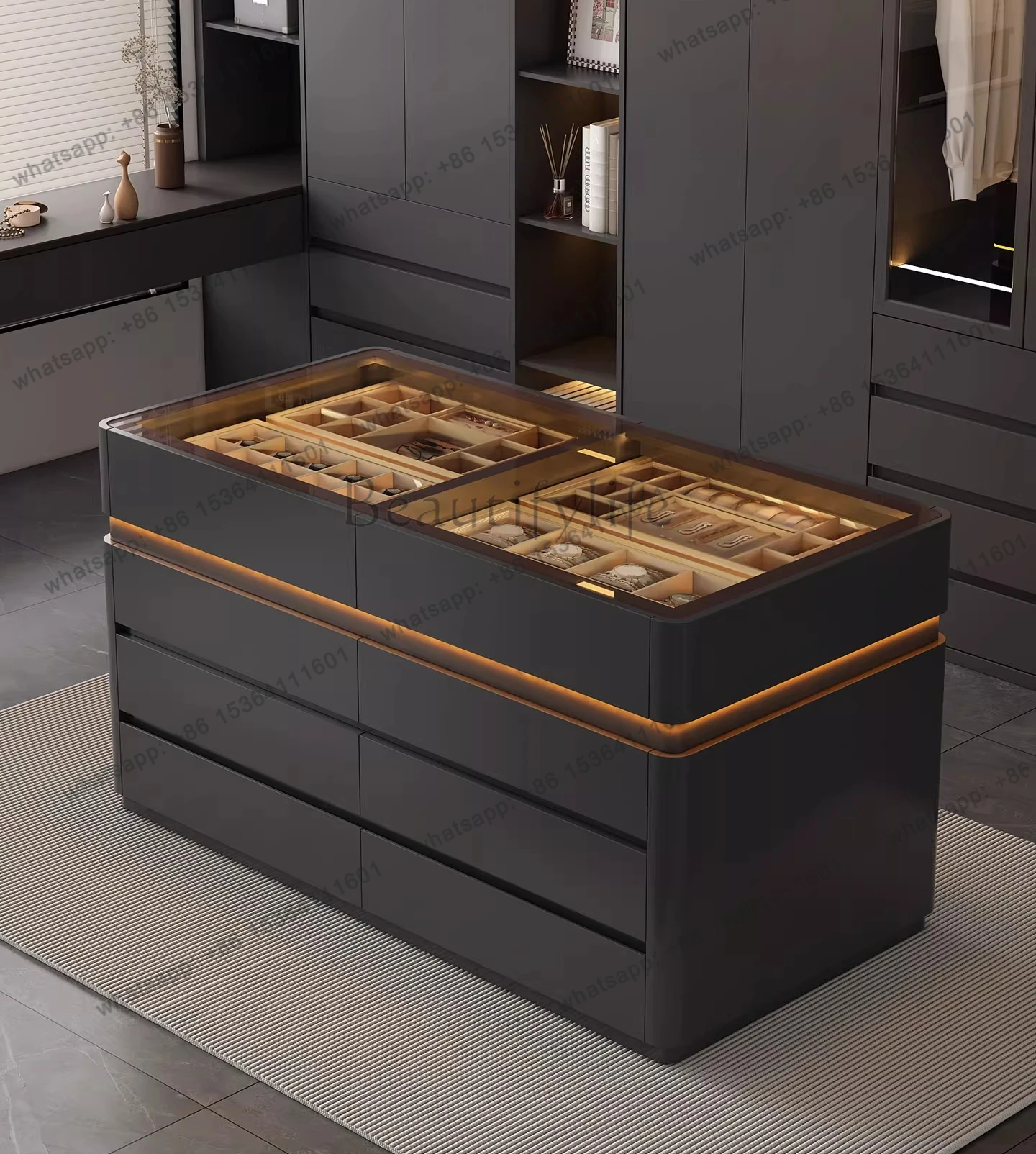 New jewelry display cabinet household floor-to-ceiling smart cloakroom Nakajidai storage storage dresser
New jewelry display cabinet household floor-to-ceiling smart cloakroom Nakajidai storage storage dresser