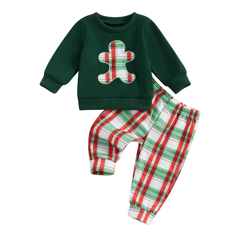 Baby Boy Christmas Outfit Gingerbread Man Plaid Pattern Long Sleeve Sweatshirt and Elastic Pants 2 Piece Clothes
Baby Boy Christmas Outfit Gingerbread Man Plaid Pattern Long Sleeve Sweatshirt and Elastic Pants 2 Piece Clothes
