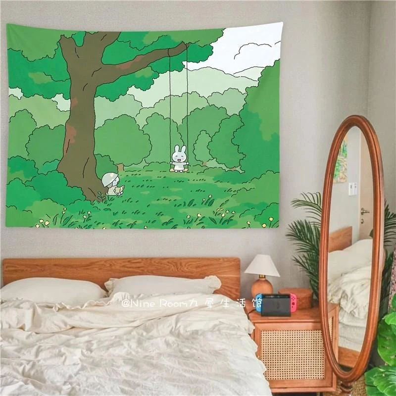 Cute Bunny Swinging in Forest Tapestry Wall Decor
Cute Bunny Swinging in Forest Tapestry Wall Decor