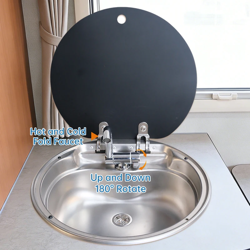 Morden Design Durable SUS 304 Stainless Steel RV Kitchen Sink with Cover for Caravan Accessories
Morden Design Durable SUS 304 Stainless Steel RV Kitchen Sink with Cover for Caravan Accessories